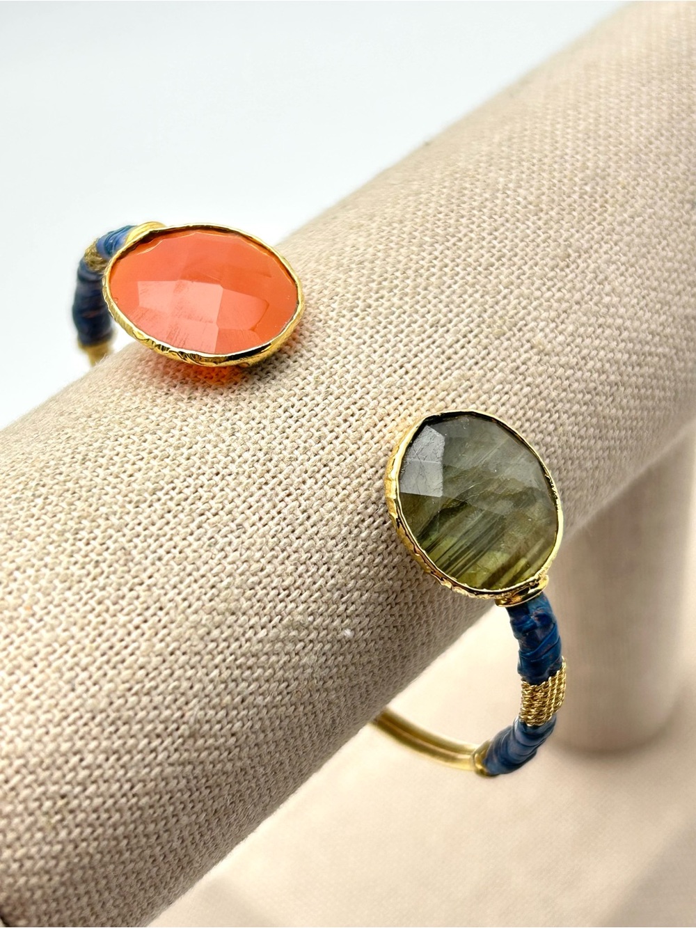 Gas Bijoux Carnelian and Labradorite Wrapped Cuff Bracelet